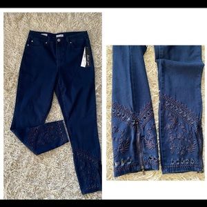 NWT tribal jeans ankle jeggings embroidery, women’s size 8